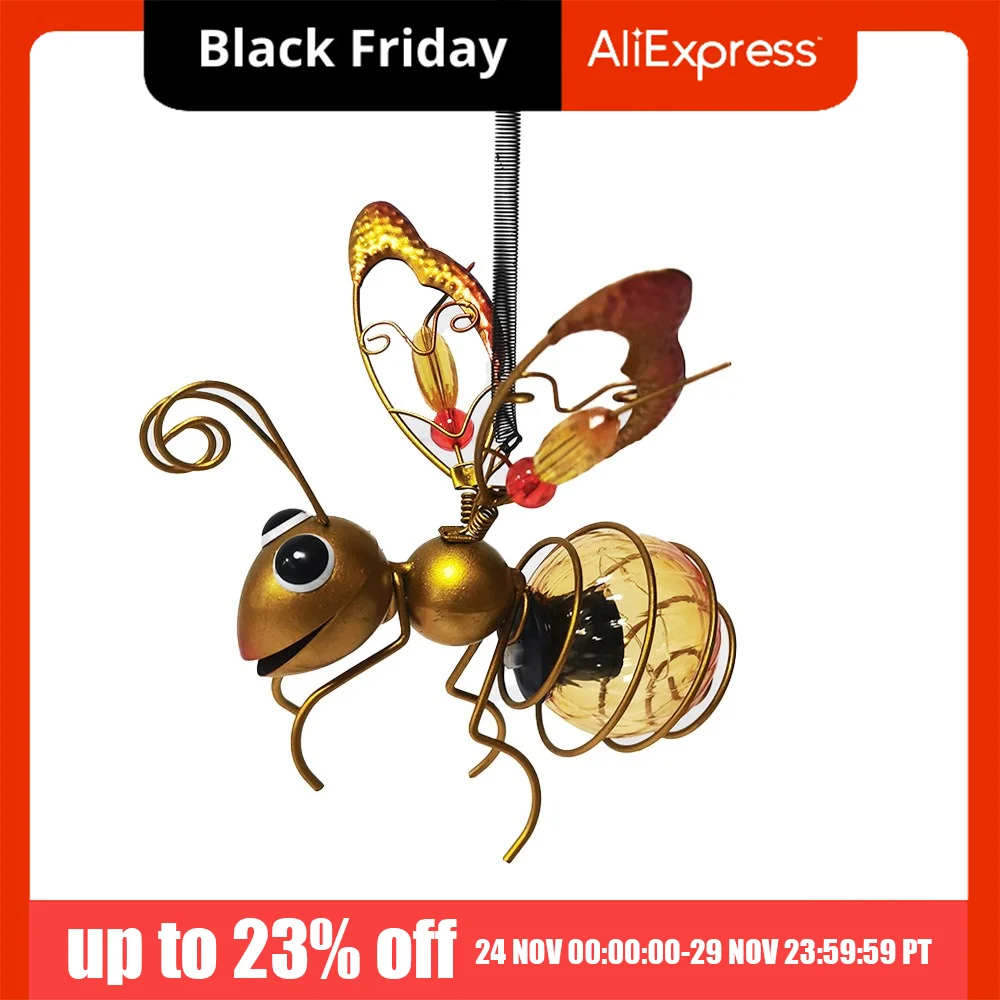 Creative Solar Iron Insect Statue Iron Art Waterproof LED Hanging Butterfly Lamp Colorful Metal Solar Powered Insect Lamp
Creative Solar Iron Insect Statue Iron Art Waterproof LED Hanging Butterfly Lamp Colorful Metal Solar Powered Insect Lamp