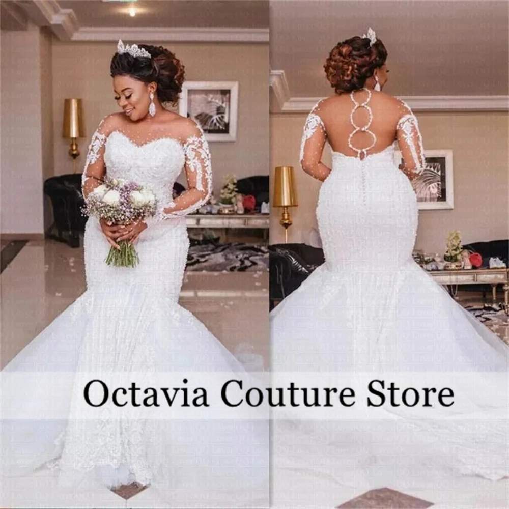 White Lace Wedding Dresses For Bride Bead O Neck Full Sleeve Formal Dresses Mermaid Special Occasion Gown Customized
White Lace Wedding Dresses For Bride Bead O Neck Full Sleeve Formal Dresses Mermaid Special Occasion Gown Customized