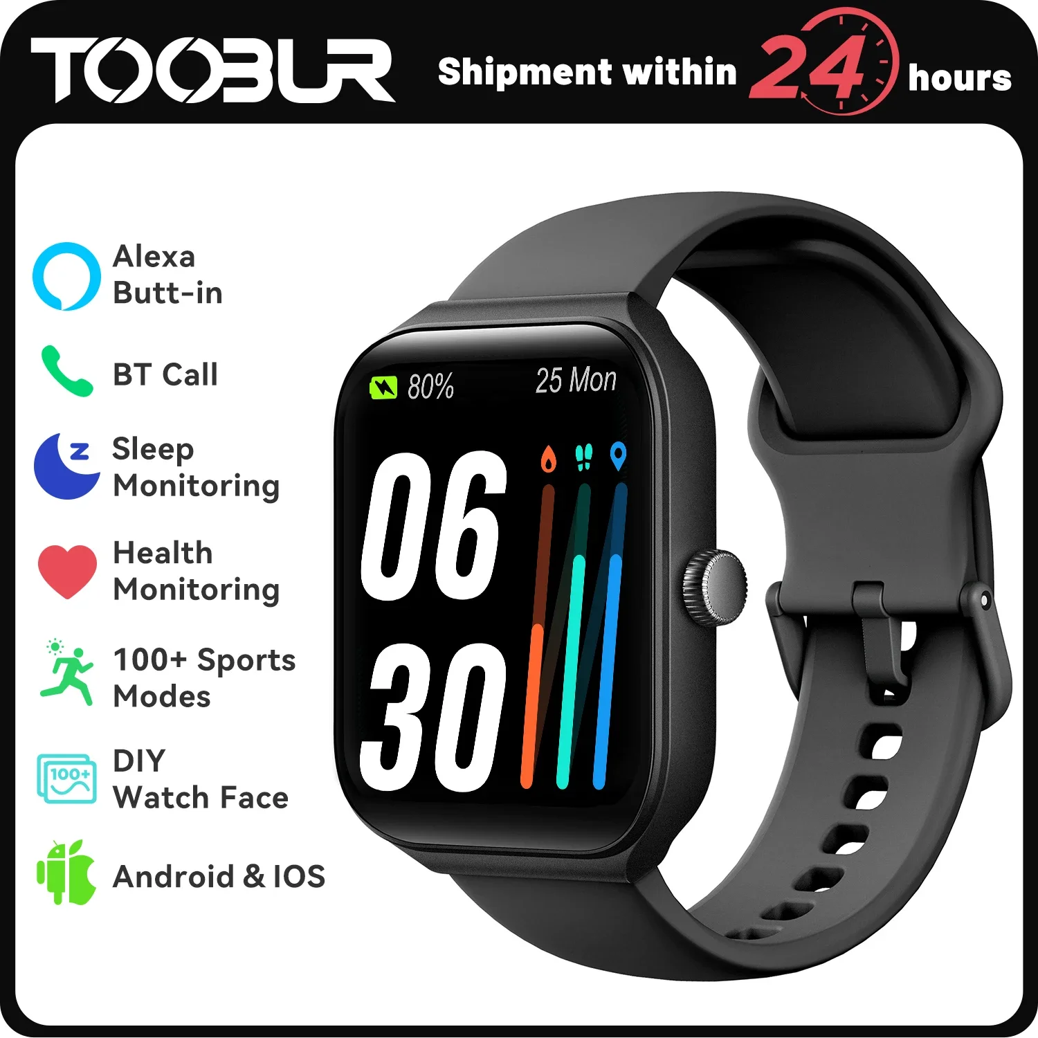 TOOBUR 1.95" Smart Watch Smart Voice Assistant Answer/Make Calls Heart Rate Monitor Smart watch Compatible Android iOS
TOOBUR 1.95" Smart Watch Smart Voice Assistant Answer/Make Calls Heart Rate Monitor Smart watch Compatible Android iOS