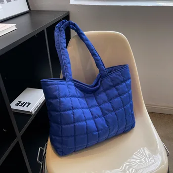 Large Capacity Winter Shoulder Bag Female Solid Color Handbags Cotton Casual Shopper Tote For Women Fashion Top Handle Bag bolsa