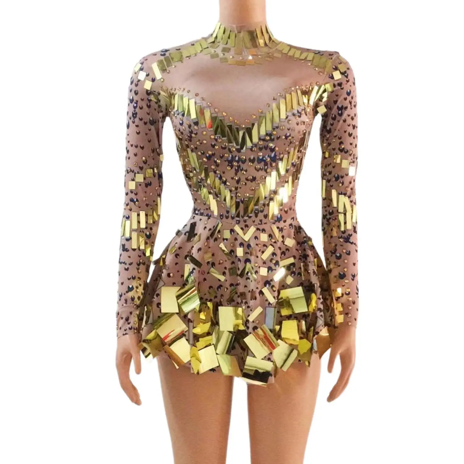 Sparkly Mirror Sequins Long Sleeves Pleate Mini Dress Sexy Women Nightclub DJ Stage Singer Drag Queen Costumes Party Wear Xieshi
Sparkly Mirror Sequins Long Sleeves Pleate Mini Dress Sexy Women Nightclub DJ Stage Singer Drag Queen Costumes Party Wear Xieshi