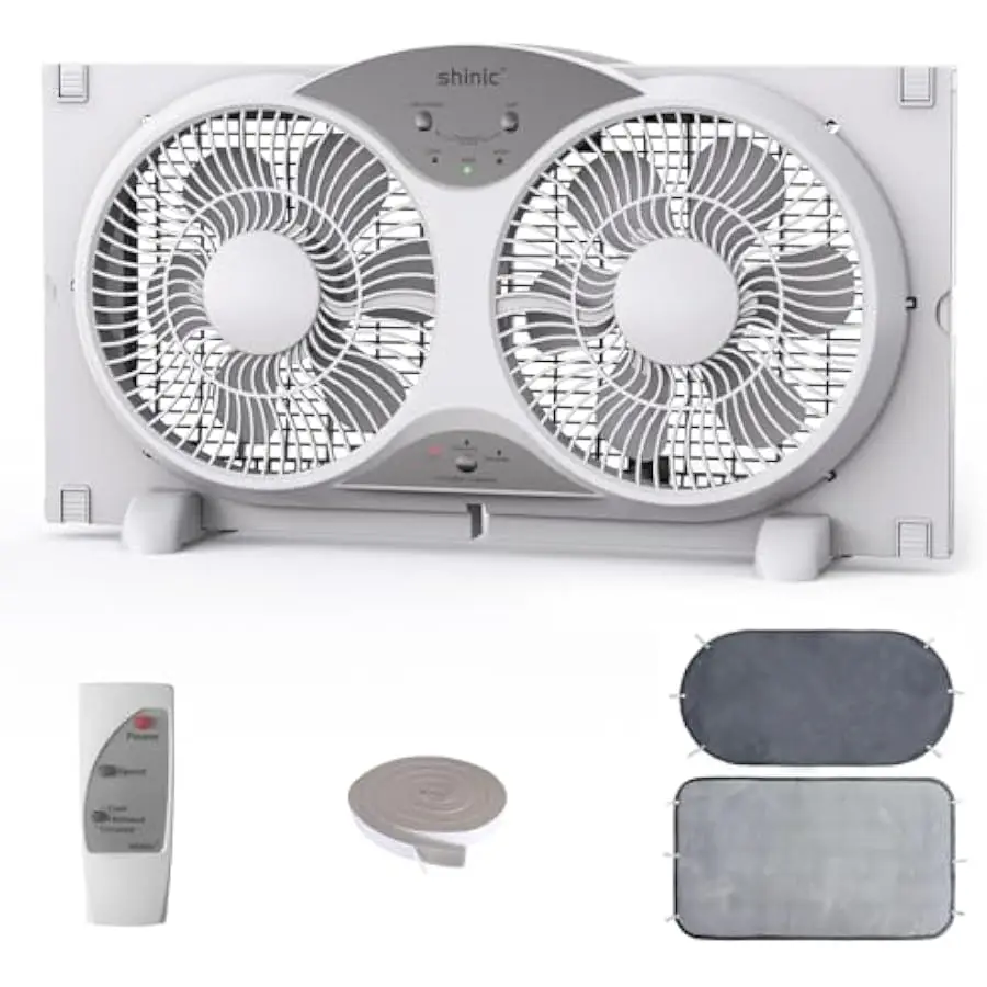 shinic 2026 9 Inch Twin Window Fan – Quiet, Reversible Airflow, with Removable Cover and Bug Screen, 3 Speeds, Adjustable Width
shinic 2026 9 Inch Twin Window Fan – Quiet, Reversible Airflow, with Removable Cover and Bug Screen, 3 Speeds, Adjustable Width