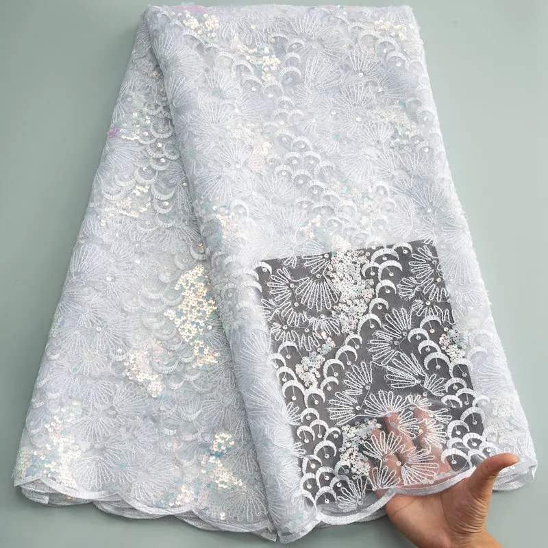 White French Mesh Lace Fabric With Sequins 2023 Latest African Tulle Lace Fabric For Women Luxury Wedding Party Dress S3562
White French Mesh Lace Fabric With Sequins 2023 Latest African Tulle Lace Fabric For Women Luxury Wedding Party Dress S3562
