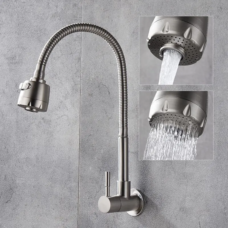 Смеситель для раковины из нержавеющей стали 304 360° ° Вращающийся одиночный смеситель для кухни с распылителем холодной воды, настенный кран, кухонные аксессуары
Смеситель для раковины из нержавеющей стали 304 360° ° Вращающийся одиночный смеситель для кухни с распылителем холодной воды, настенный кран, кухонные аксессуары