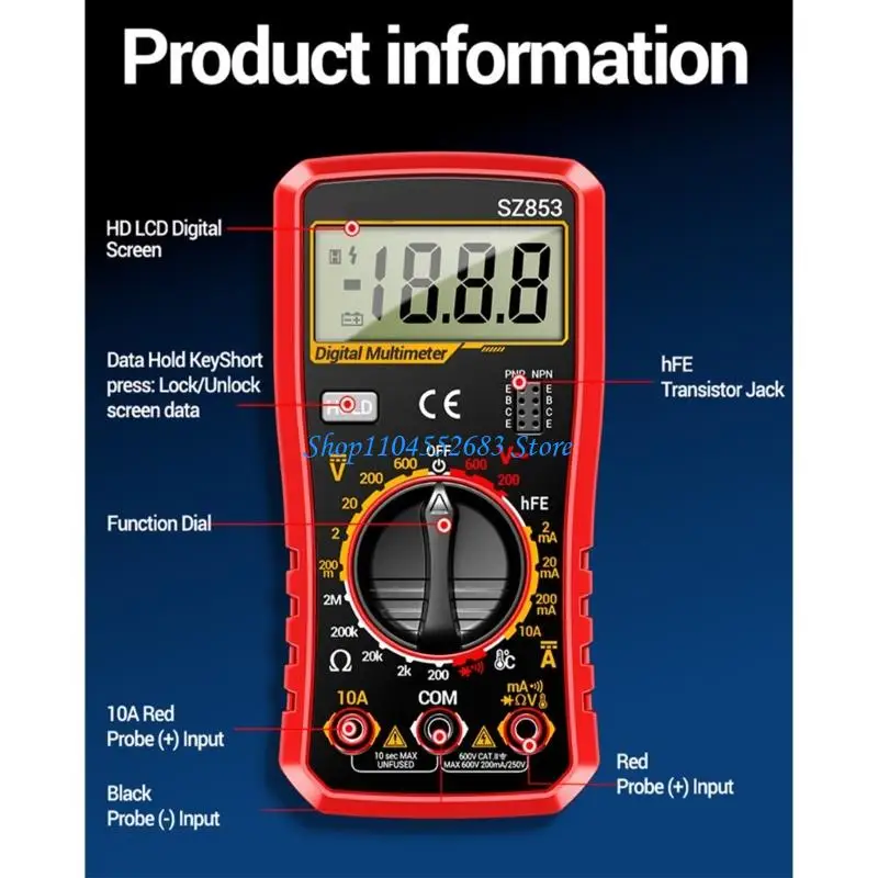 Y6GD Multimeter Electronic Tester For Voltage Temperature Measurement With Back Stand
Y6GD Multimeter Electronic Tester For Voltage Temperature Measurement With Back Stand