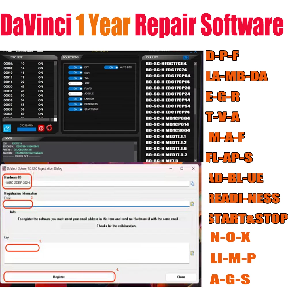 Diesel Particulate Filter for DaVinci 1 Year Repair Software Full Function for BOS-CH for FIAT Special for Auto Repair Shop
Diesel Particulate Filter for DaVinci 1 Year Repair Software Full Function for BOS-CH for FIAT Special for Auto Repair Shop