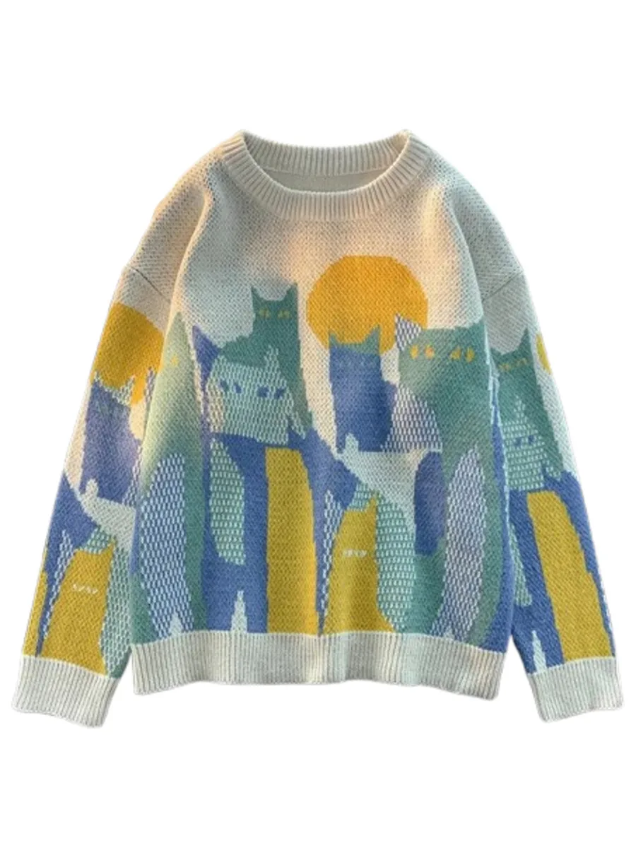 Retro Watercolor Cartoon Pullovers Men Sweater Harajuku Casual Streetwear Winter Basic Teens Knitted Chic Clothing Warm Cozy Top
Retro Watercolor Cartoon Pullovers Men Sweater Harajuku Casual Streetwear Winter Basic Teens Knitted Chic Clothing Warm Cozy Top