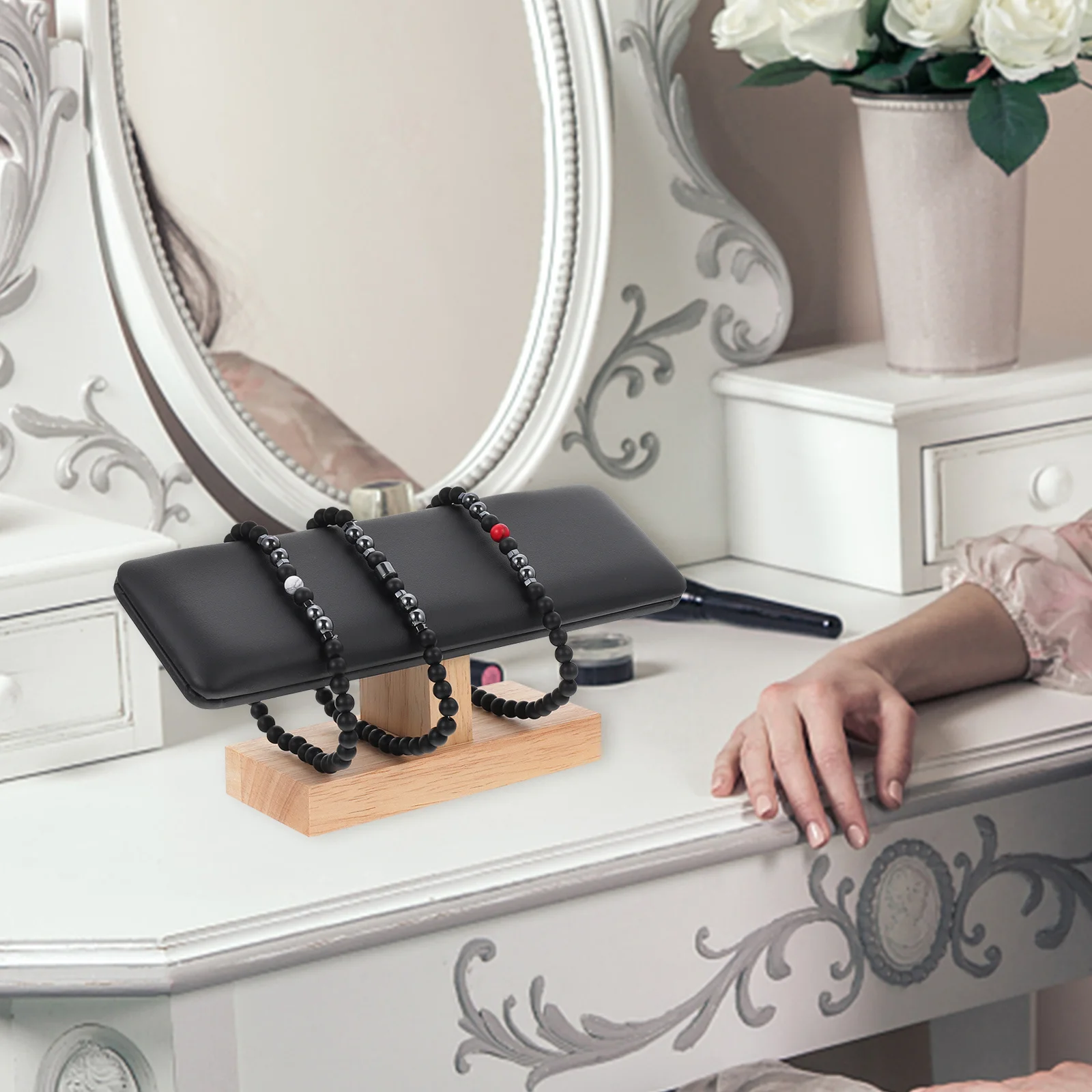 Деревянная подставка для браслета, стойка для ювелирных изделий, настольный органайзер, прочный устойчивый к царапинам защитный держатель для браслета 
Деревянная подставка для браслета, стойка для ювелирных изделий, настольный органайзер, прочный устойчивый к царапинам защитный держатель для браслета