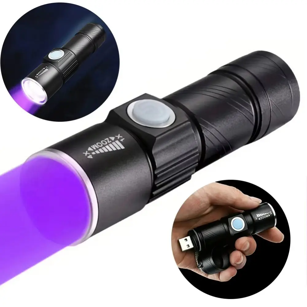 UV 395NM Portable UV Flashlight Lightweight USB Rechargeable Ultraviolet Flashlights Mini Torch Detection Lighting Lamp
UV 395NM Portable UV Flashlight Lightweight USB Rechargeable Ultraviolet Flashlights Mini Torch Detection Lighting Lamp