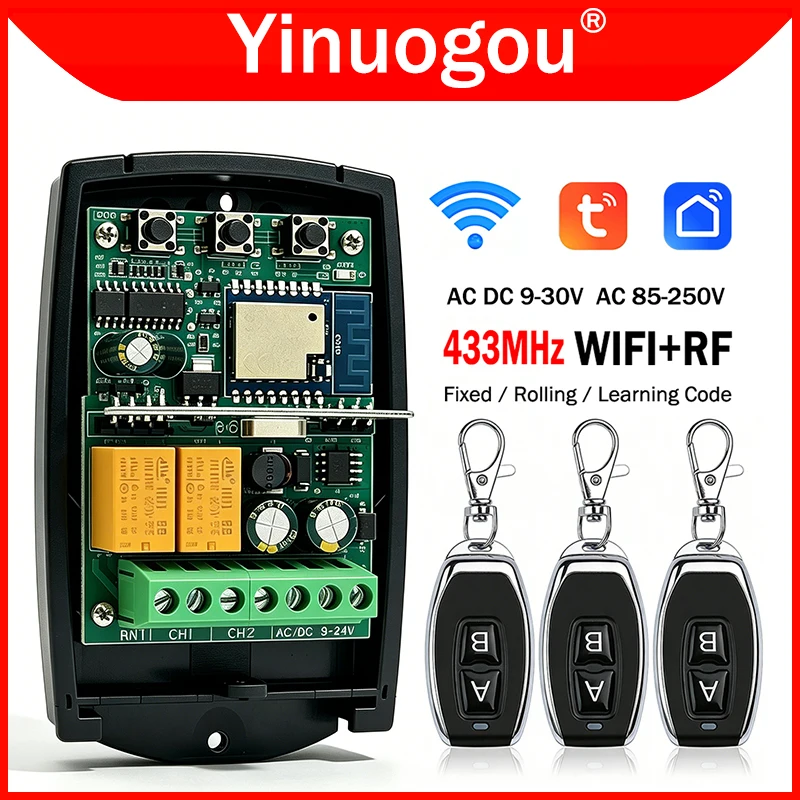 Tuya Wifi Приемник 433МГц Универсальный прибор для открывания гаражных ворот Приемник дистанционного управления 2CH Умный переключатель для ворот Alexa Google Home
Tuya Wifi Приемник 433МГц Универсальный прибор для открывания гаражных ворот Приемник дистанционного управления 2CH Умный переключатель для ворот Alexa Google Home