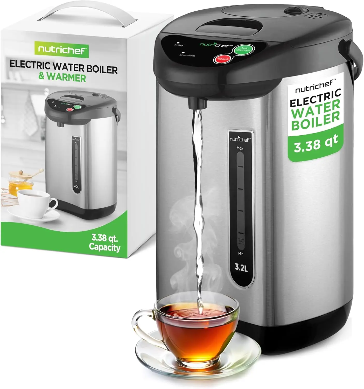 Stainless Steel Hot Water Urn with Auto Boil and Safety Lock, 3.2L for Tea and Coffee
Stainless Steel Hot Water Urn with Auto Boil and Safety Lock, 3.2L for Tea and Coffee