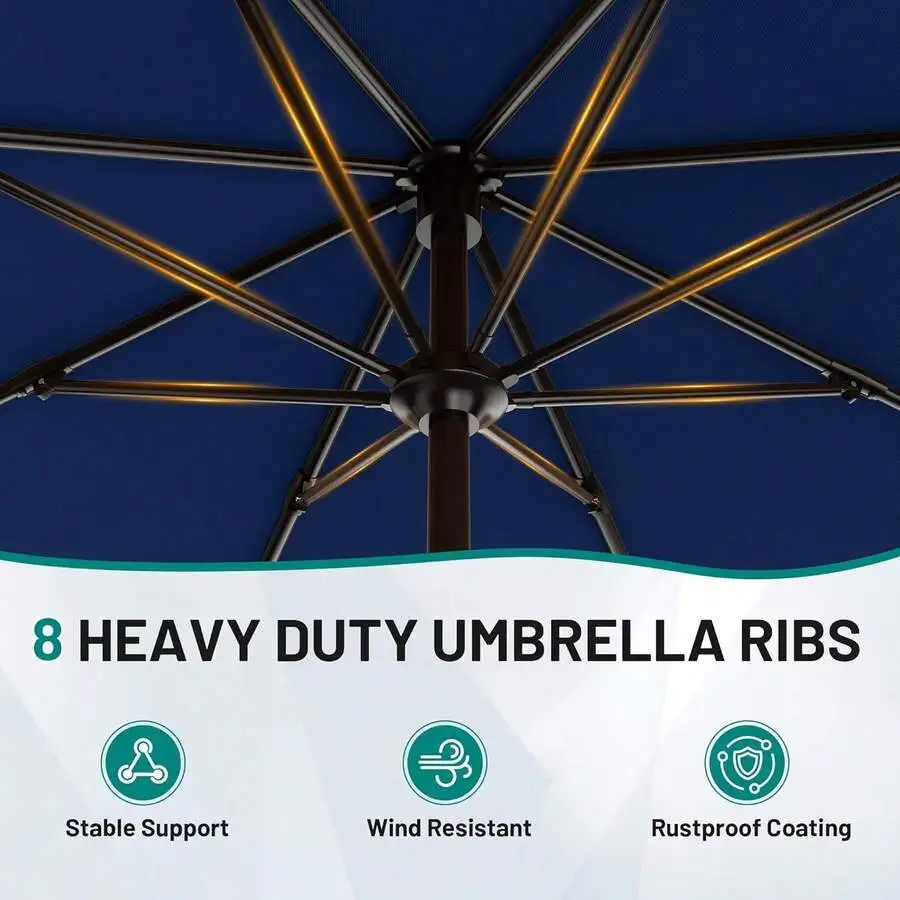9 Ft Outdoor Patio Umbrella With Push Button Tilt And Crank 8 Heavy Duty Ribs
9 Ft Outdoor Patio Umbrella With Push Button Tilt And Crank 8 Heavy Duty Ribs