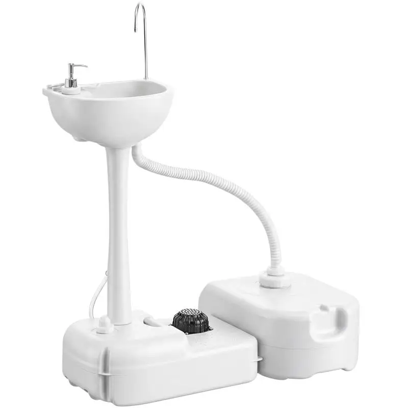 kleankin Portable Camping Sink, Handwashing Station Basin with 4.5 Gal (17 L) Tank, 6.3 Gal (24 L) Recovery Tank, Rolling Wheels & Soap Dispenser for RV, Outdoor Events, Gatherings, HDPE, White
kleankin Portable Camping Sink, Handwashing Station Basin with 4.5 Gal (17 L) Tank, 6.3 Gal (24 L) Recovery Tank, Rolling Wheels & Soap Dispenser for RV, Outdoor Events, Gatherings, HDPE, White