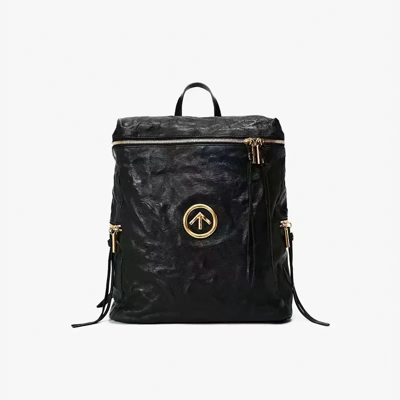 GROT Gender-Neutral Wrinkle Blackstone Double Shoulder Bag Ripple Arrow Logo Retro Large Capacity Backpack
GROT Gender-Neutral Wrinkle Blackstone Double Shoulder Bag Ripple Arrow Logo Retro Large Capacity Backpack