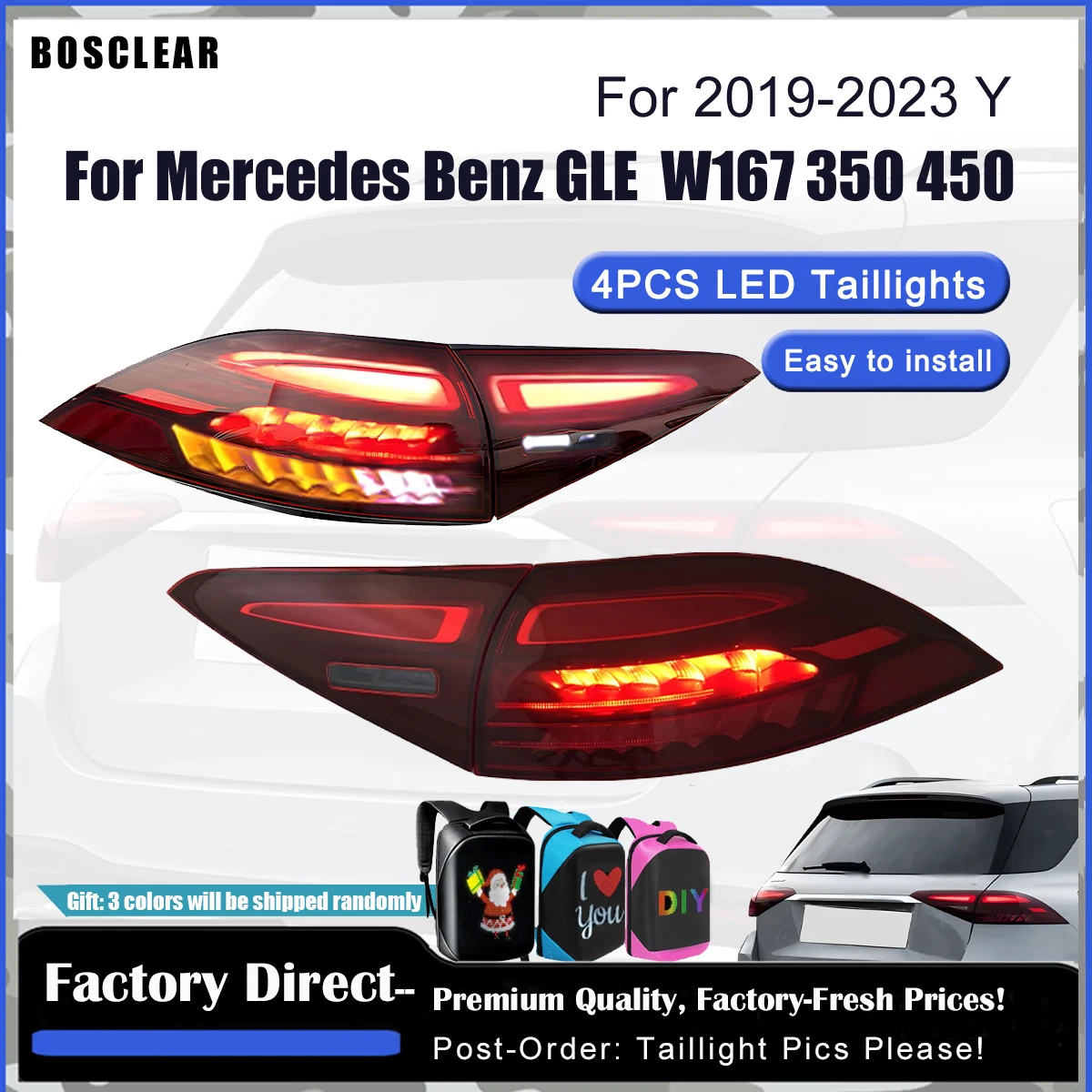 Car Taillights Rear Bumper Lamp Assembly For Mercedes Benz GLE-class W167 2020-23 Modified Turn signal Rear Fog Lamp Accessories
Car Taillights Rear Bumper Lamp Assembly For Mercedes Benz GLE-class W167 2020-23 Modified Turn signal Rear Fog Lamp Accessories