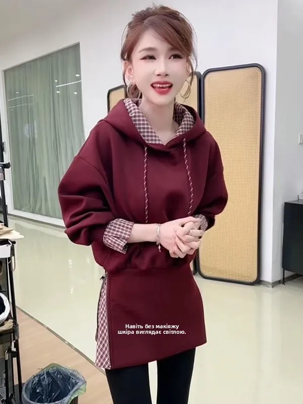 Fall Winter Plaid Splicing Angora Red Slimming Short Dress with Hat Women's Fashionable Casual Style Long Sleeve Dress
Fall Winter Plaid Splicing Angora Red Slimming Short Dress with Hat Women's Fashionable Casual Style Long Sleeve Dress