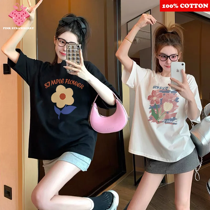 Sweet Flower Print T-shirt Women's Summer 2025 New 100% Cotton Korean style short sleeve T-Shirt Y2k Casual Top Female clothes
Sweet Flower Print T-shirt Women's Summer 2025 New 100% Cotton Korean style short sleeve T-Shirt Y2k Casual Top Female clothes