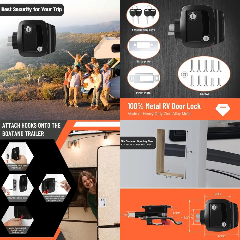 RV Entry Door Lock with Paddle Deadbolt, 100% Metal Camper Door Latch Handle, Zinc Alloy RV Door Lock Replacement Kit Secure for
RV Entry Door Lock with Paddle Deadbolt, 100% Metal Camper Door Latch Handle, Zinc Alloy RV Door Lock Replacement Kit Secure for