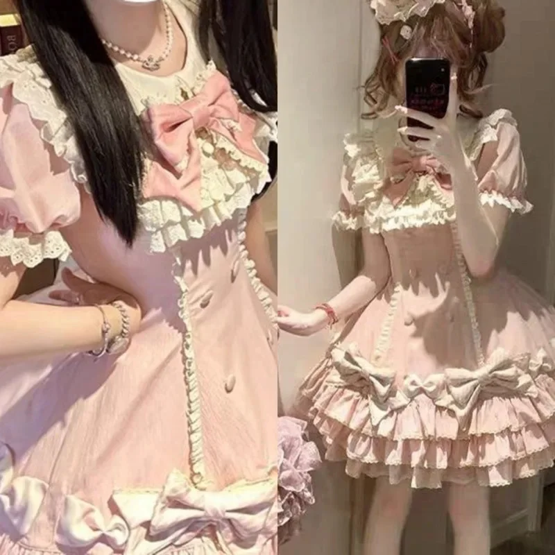 Bow Cake Dresses Y2K Stripe 3D Lolita Thousand Layer Splicing Cute Sweet Princess Ruffle Square Neck Short Sleeve Puff Skirt
Bow Cake Dresses Y2K Stripe 3D Lolita Thousand Layer Splicing Cute Sweet Princess Ruffle Square Neck Short Sleeve Puff Skirt