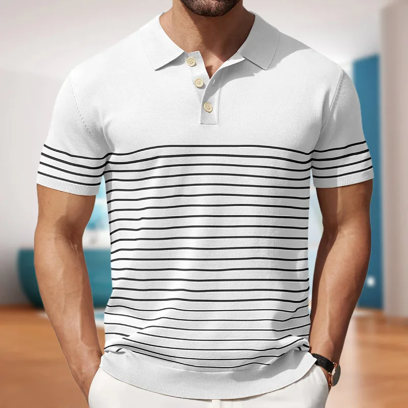 Men's Business Casual Polo Shirt Cooling Ice Silk Anti-Pilling Knitted Striped Slim Fit Tee Short Sleeve Male Summer Commute Top
Men's Business Casual Polo Shirt Cooling Ice Silk Anti-Pilling Knitted Striped Slim Fit Tee Short Sleeve Male Summer Commute Top