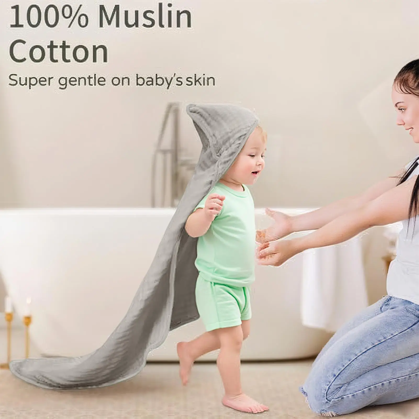 Baby Hooded Towel 35 X 35 Inch Cotton Baby Towels Quick-Drying Bathrobe For Bath Time Shower Beach Trip Daycare Home Nursery Spa
Baby Hooded Towel 35 X 35 Inch Cotton Baby Towels Quick-Drying Bathrobe For Bath Time Shower Beach Trip Daycare Home Nursery Spa