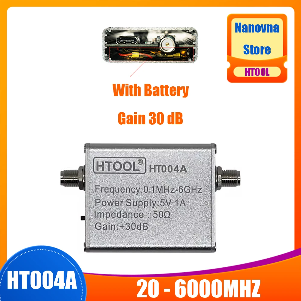 Nanovna HT004A 100K-6Ghz 30dB Low Noise Amplifier LNA,50Ω,Wideband,High Gain,Amplified Signal,Preamplifier Radio Receiver SDR
Nanovna HT004A 100K-6Ghz 30dB Low Noise Amplifier LNA,50Ω,Wideband,High Gain,Amplified Signal,Preamplifier Radio Receiver SDR