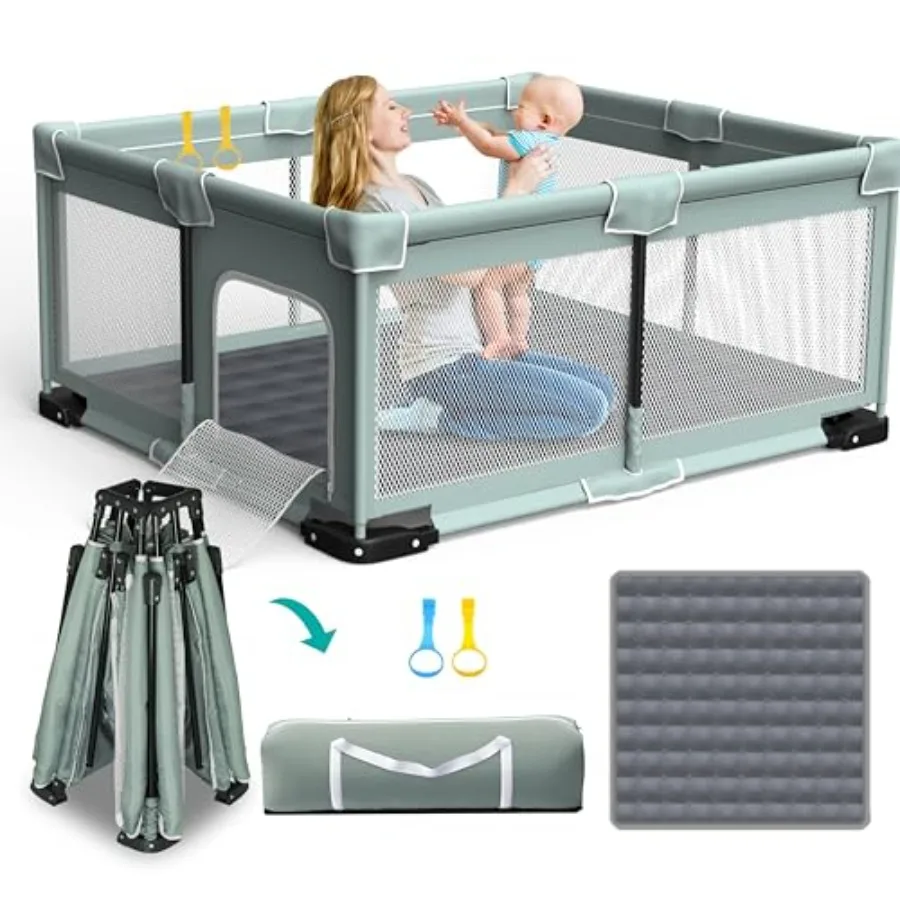 Foldable Playpen for Babies and Toddlers 71"x59" Inches Portable Playpen with Mat Collapsible Play Pen with 2 Handlers Indoor a
Foldable Playpen for Babies and Toddlers 71"x59" Inches Portable Playpen with Mat Collapsible Play Pen with 2 Handlers Indoor a