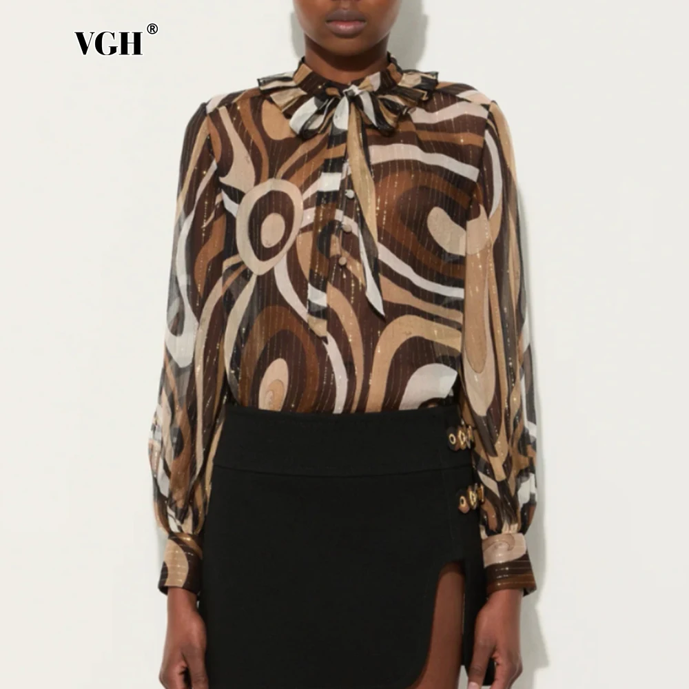 VGH Vintage Elegant Print Bow Tie Sheer Shirt for Women Long Sleeve Single Breasted Design Blouse with Sling for Office Casual
VGH Vintage Elegant Print Bow Tie Sheer Shirt for Women Long Sleeve Single Breasted Design Blouse with Sling for Office Casual