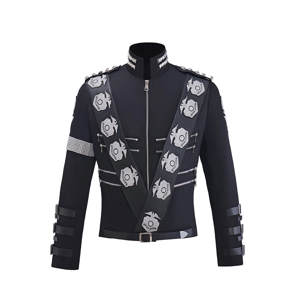 Classic Jackson Cosplay Costume Black Jacket for Impersonators Punk Embroidered Silver Eagle Badges Performance Dance Costumes
Classic Jackson Cosplay Costume Black Jacket for Impersonators Punk Embroidered Silver Eagle Badges Performance Dance Costumes