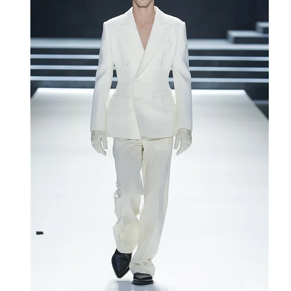 White Peak Lapel Double Breasted Suits for Men Slim Fit Elegant Casual Prom Formal Wedding Tuxedo 2 Piece Male Suit Blazer Pants
White Peak Lapel Double Breasted Suits for Men Slim Fit Elegant Casual Prom Formal Wedding Tuxedo 2 Piece Male Suit Blazer Pants
