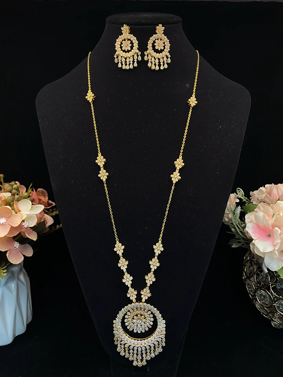 Falair Sparkling Zircon Long Necklace Jewelry Set,plated Copper Jewelry 2-Piece for Party/Wedding, Festive Luxury Present
Falair Sparkling Zircon Long Necklace Jewelry Set,plated Copper Jewelry 2-Piece for Party/Wedding, Festive Luxury Present
