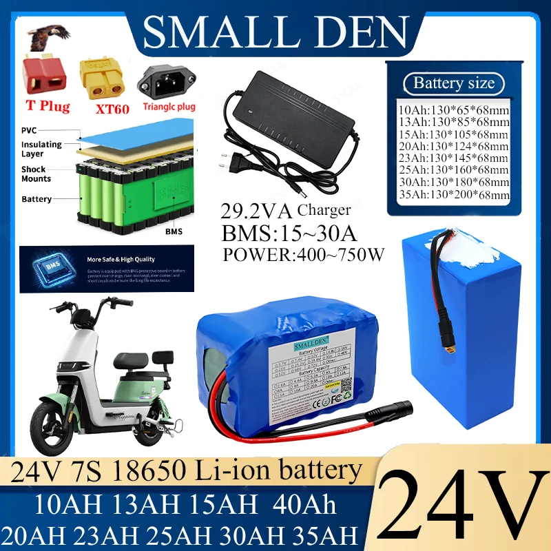 Литиевая аккумуляторная батарея 24В 10Ач/13Ач/15Ач/20Ач/25Ач/30Ач/35Ач 7S3P-10P 18650 750Вт с BMS для электротехники и скутеров + зарядное устройство 29.4В 5А
Литиевая аккумуляторная батарея 24В 10Ач/13Ач/15Ач/20Ач/25Ач/30Ач/35Ач 7S3P-10P 18650 750Вт с BMS для электротехники и скутеров + зарядное устройство 29.4В 5А