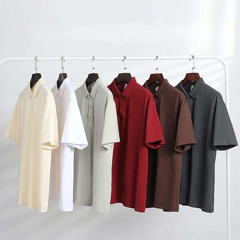 250G Heavy Pure Cotton Shoulder Lapel Polo Shirt Short-sleeved T-shirt Men's Trendy Brand Solid Color T-shirts
250G Heavy Pure Cotton Shoulder Lapel Polo Shirt Short-sleeved T-shirt Men's Trendy Brand Solid Color T-shirts