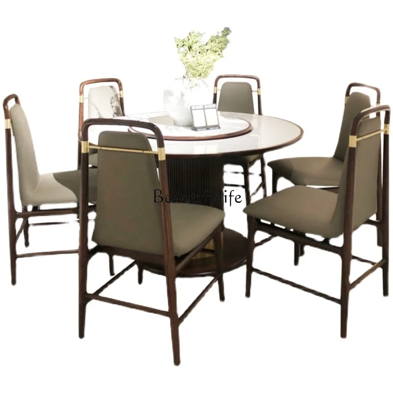 New Chinese light luxury 1.35m round dining table and chair combination ebony Nordic round
New Chinese light luxury 1.35m round dining table and chair combination ebony Nordic round