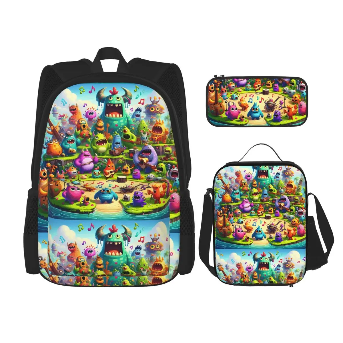 Рюкзак с героями мультфильмов «Мои поющие монстры», 3 шт./компл., рюкзак для студенческой игры, сумка через плечо для колледжа, сумка для обеда, пенал
Рюкзак с героями мультфильмов «Мои поющие монстры», 3 шт./компл., рюкзак для студенческой игры, сумка через плечо для колледжа, сумка для обеда, пенал