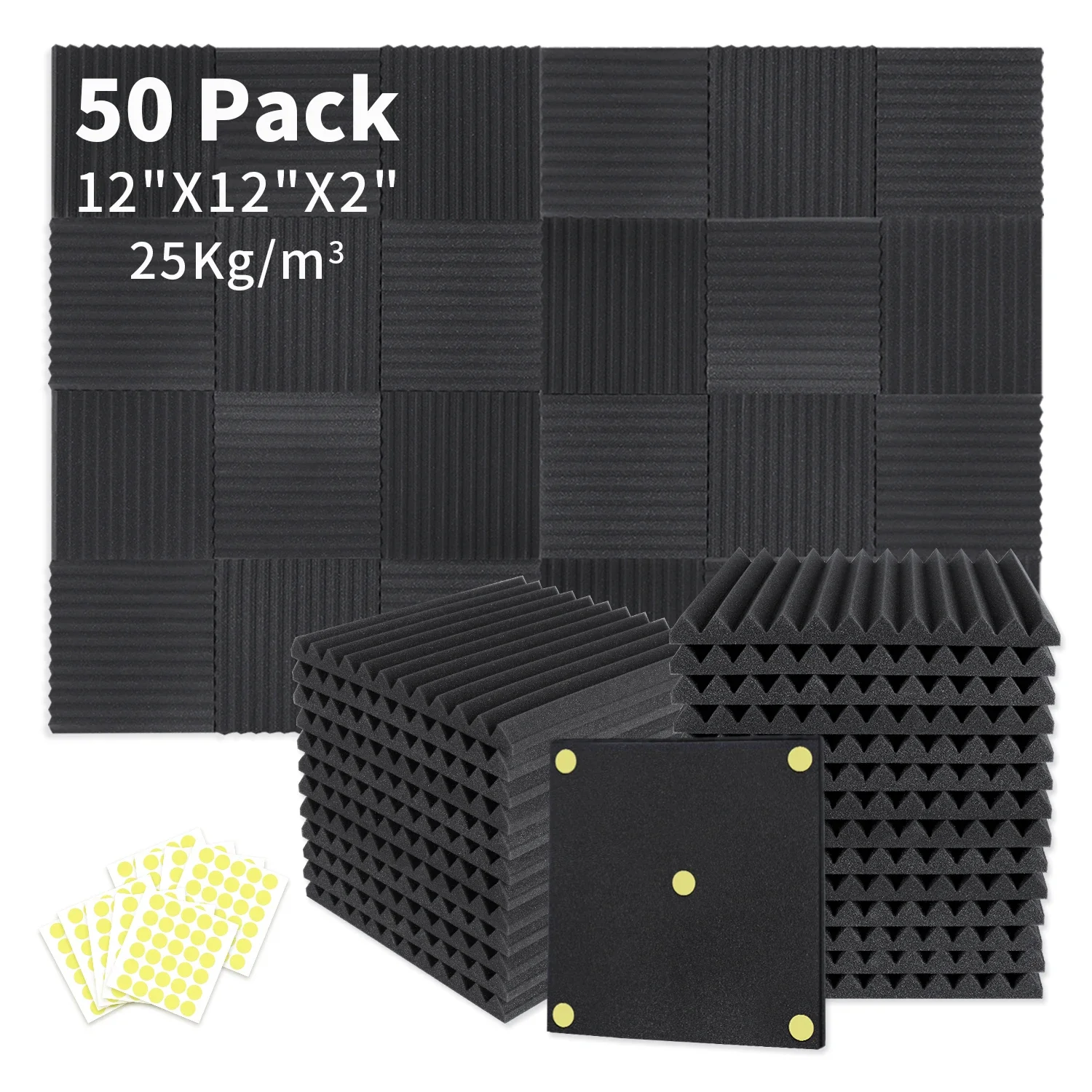 50 Pack Acoustic Foam Panels 1" x 12" x 12" Sound Proof Foam Panles High Desnsity and Fire Resistant Soundproof Panels for Home
50 Pack Acoustic Foam Panels 1" x 12" x 12" Sound Proof Foam Panles High Desnsity and Fire Resistant Soundproof Panels for Home