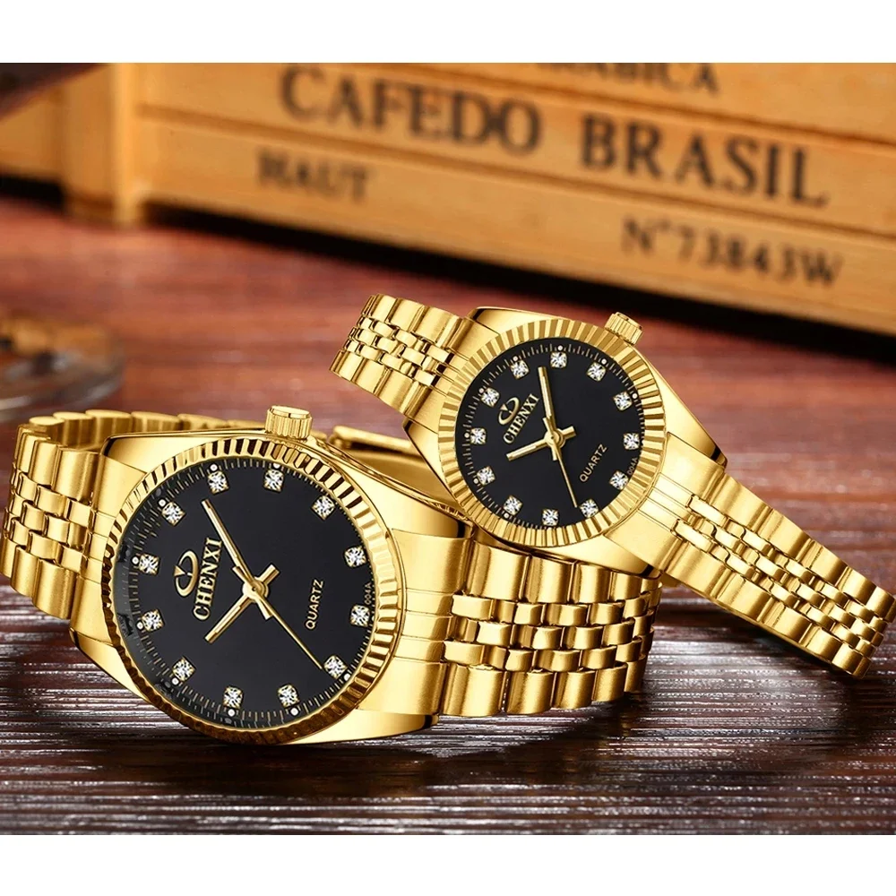 CHENXI 004A Gold Fashion Luxury Men Women Blue Quartz Wrist Stainless Steel Couples Lover's Clock Casual Waterproof Watches
CHENXI 004A Gold Fashion Luxury Men Women Blue Quartz Wrist Stainless Steel Couples Lover's Clock Casual Waterproof Watches