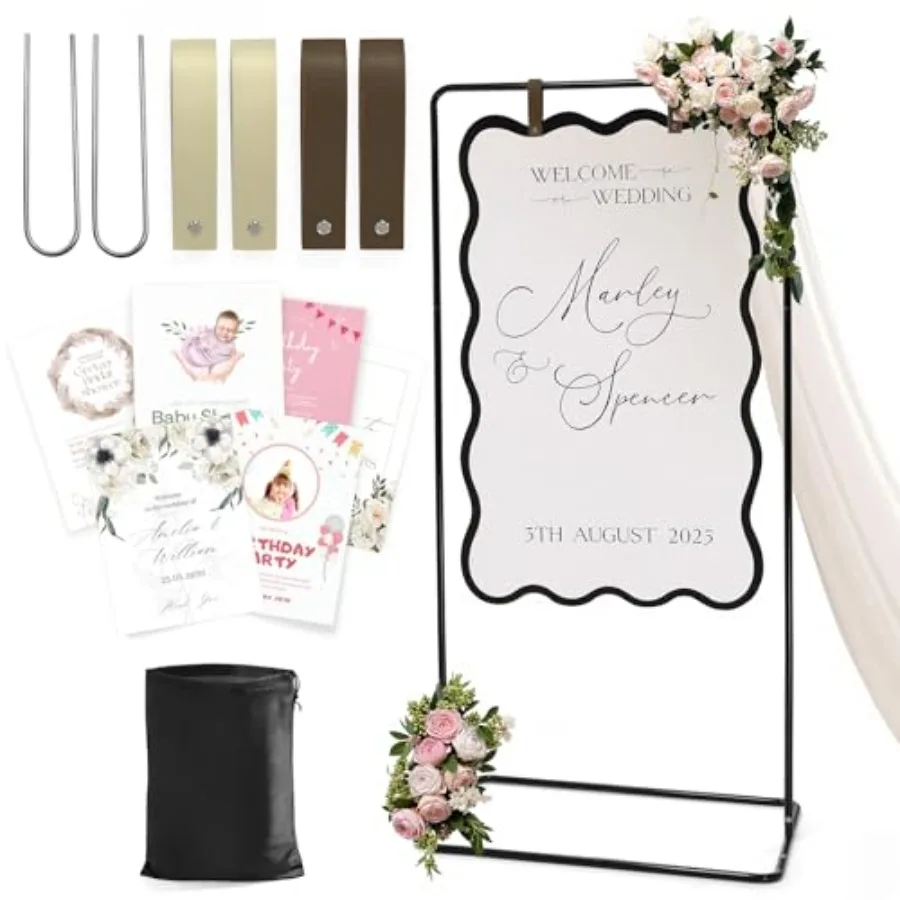 Wedding Welcome Sign Stand Welcome to our Wedding Sign Holder Black Easel Stand for Sign Poster With Design Bundle and Ground S
Wedding Welcome Sign Stand Welcome to our Wedding Sign Holder Black Easel Stand for Sign Poster With Design Bundle and Ground S