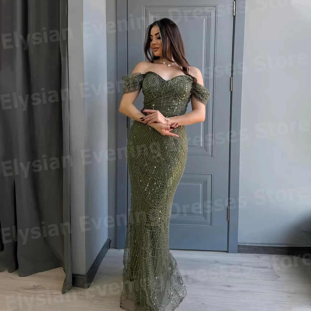 Glitter Luxurious Women's Mermaid Off Shoulder Evening Dresses Customized Robe De Soirée Prom Gowns Beaded Vestidos Para Mujer
Glitter Luxurious Women's Mermaid Off Shoulder Evening Dresses Customized Robe De Soirée Prom Gowns Beaded Vestidos Para Mujer