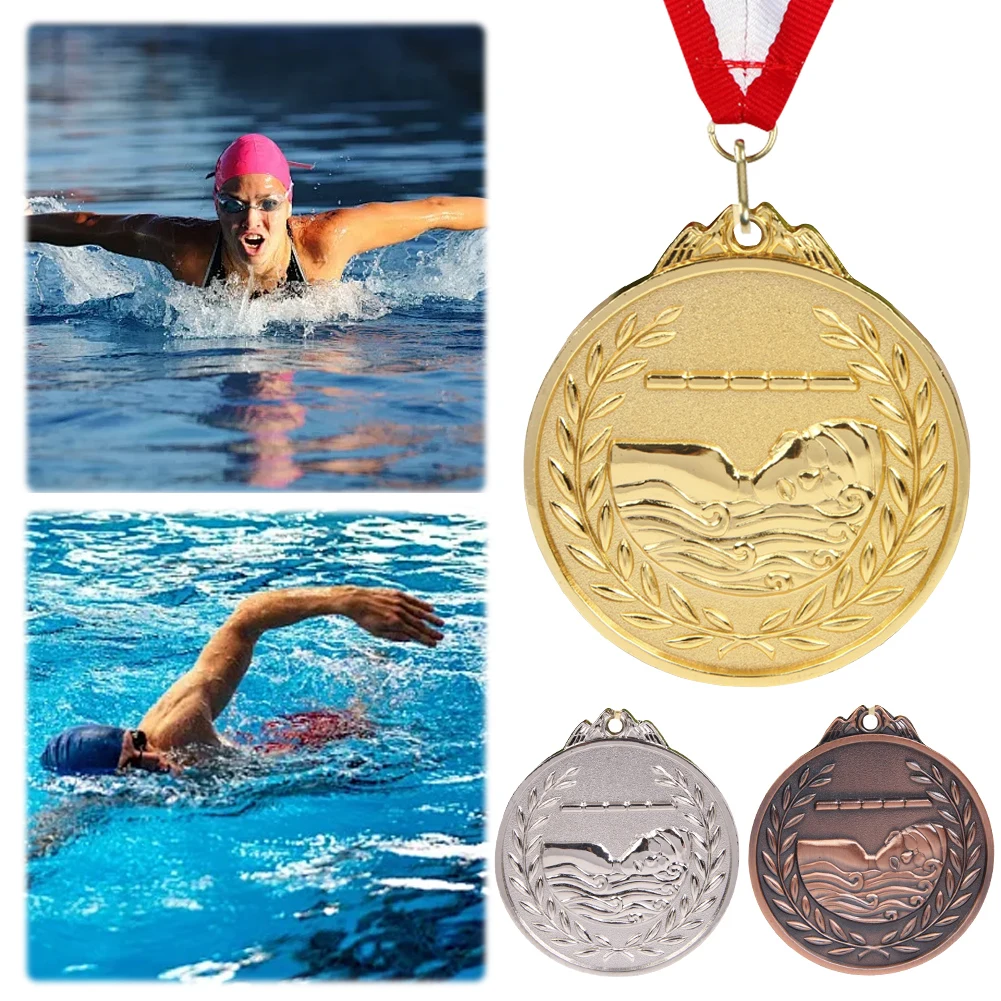 6.5cm Swimming Medal Sports Rewards with Neck Ribbon Metal Winner Medals Gold/Silver/Bronze Medal for Competitions Party Race
6.5cm Swimming Medal Sports Rewards with Neck Ribbon Metal Winner Medals Gold/Silver/Bronze Medal for Competitions Party Race