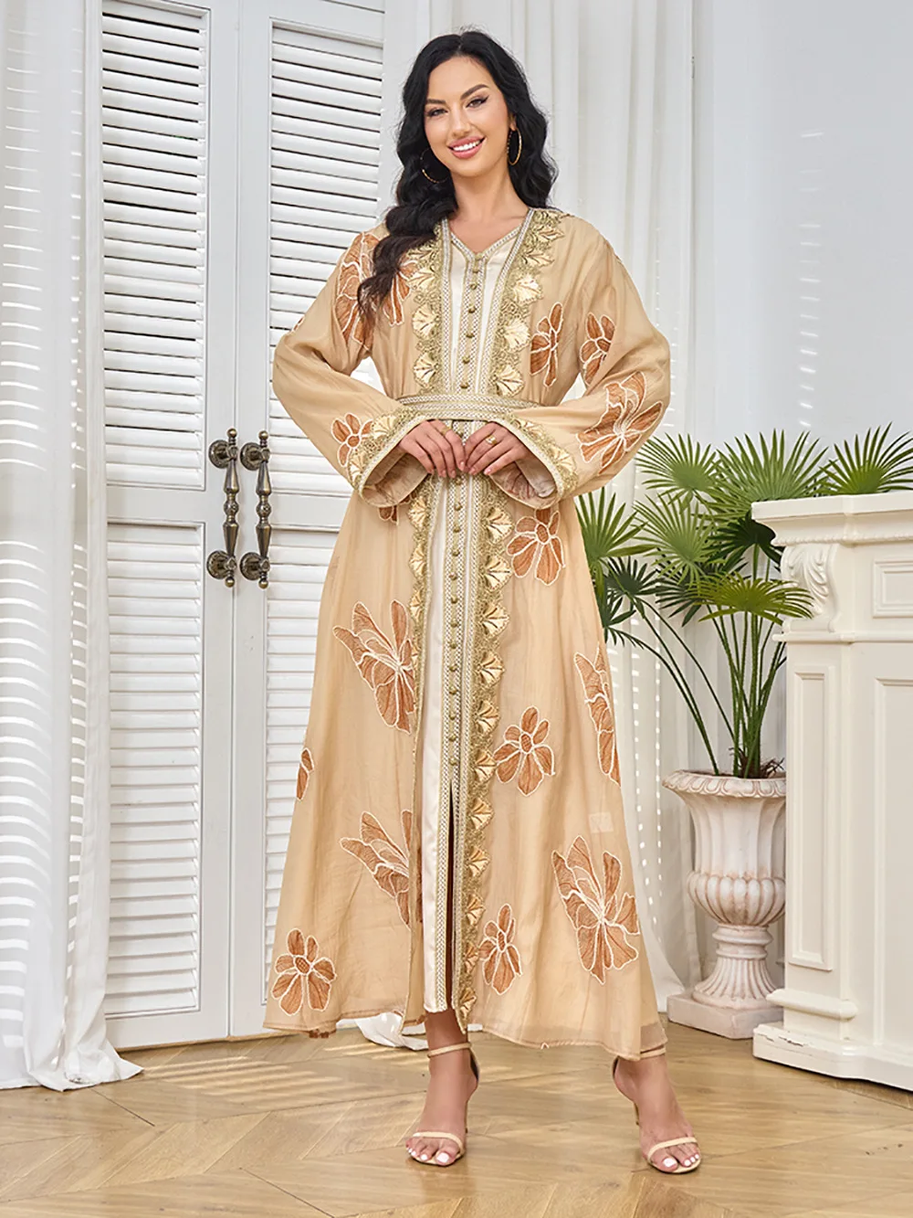 Muslim robe women's long dress new cardigan two-piece set dress Dubai women's dress Middle East dress
Muslim robe women's long dress new cardigan two-piece set dress Dubai women's dress Middle East dress