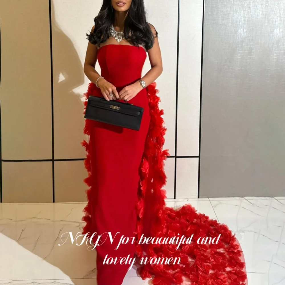 NFYN Red Elegant Prom Gown Strapless Backless Prom Dress Satin 3D-Flowers Trailing Formal Gown for Woman robe de bal Customized
NFYN Red Elegant Prom Gown Strapless Backless Prom Dress Satin 3D-Flowers Trailing Formal Gown for Woman robe de bal Customized