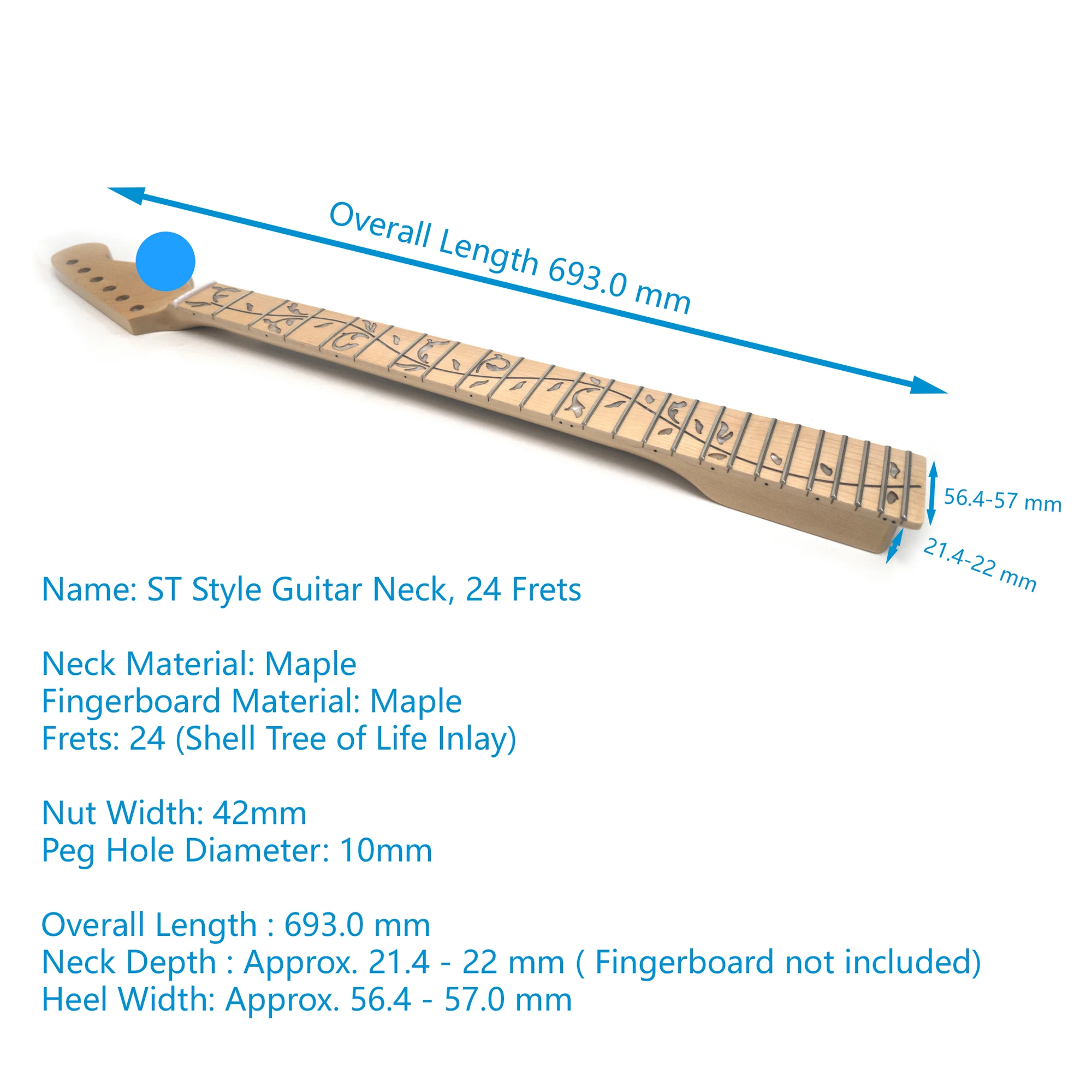 Electric Guitar Neck Maple 24 Frets Fingerboard Tree of Life Inlay for TL Guitar Replacement Parts
Electric Guitar Neck Maple 24 Frets Fingerboard Tree of Life Inlay for TL Guitar Replacement Parts
