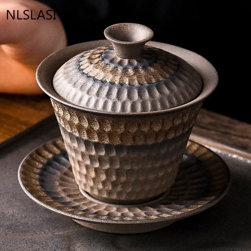 Retro Style Ceramics Tea Tureen Home Handmade Coarse Pottery Gaiwan Chinese Tea Ceremony Supplies with Cover Teacup Saucer
Retro Style Ceramics Tea Tureen Home Handmade Coarse Pottery Gaiwan Chinese Tea Ceremony Supplies with Cover Teacup Saucer