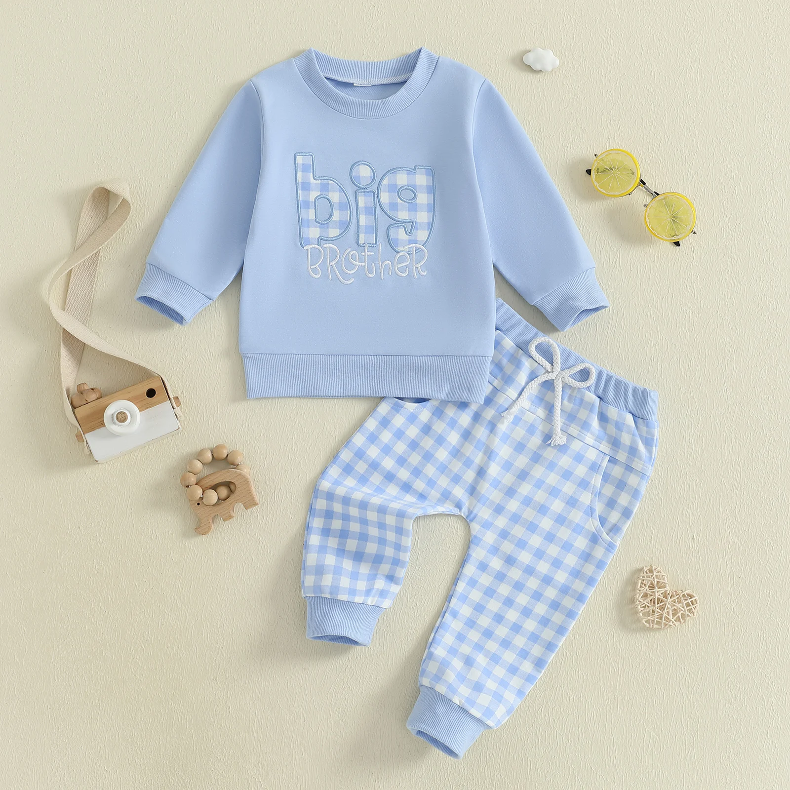 Toddler Baby Boy Fall Outfit Letter Embroidery Long Sleeve Sweatshirt and Elastic Plaid Pants Clothes
Toddler Baby Boy Fall Outfit Letter Embroidery Long Sleeve Sweatshirt and Elastic Plaid Pants Clothes