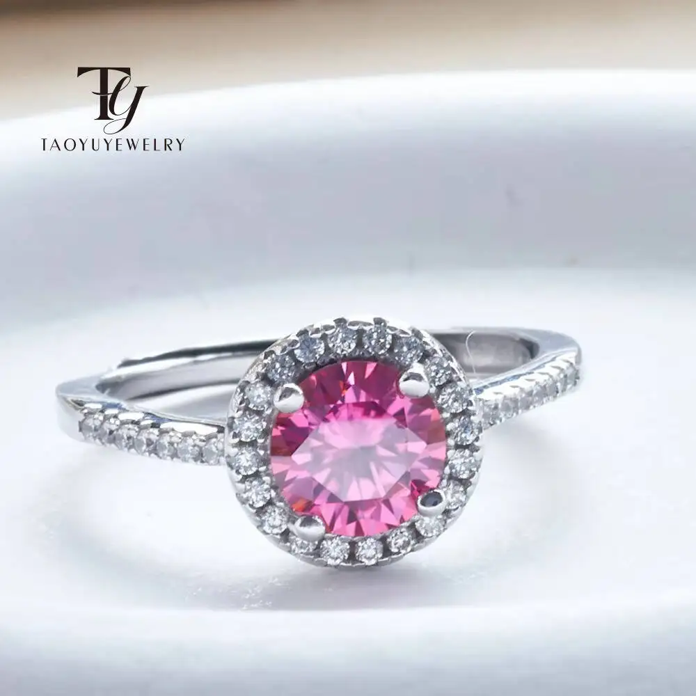 Sparkling 1 Carat 6.5mm Pink Color Moissanite Ring For Charm Lady Silver 925 Jewelry Certificated Lab Diamond Finger Rings Gift
Sparkling 1 Carat 6.5mm Pink Color Moissanite Ring For Charm Lady Silver 925 Jewelry Certificated Lab Diamond Finger Rings Gift