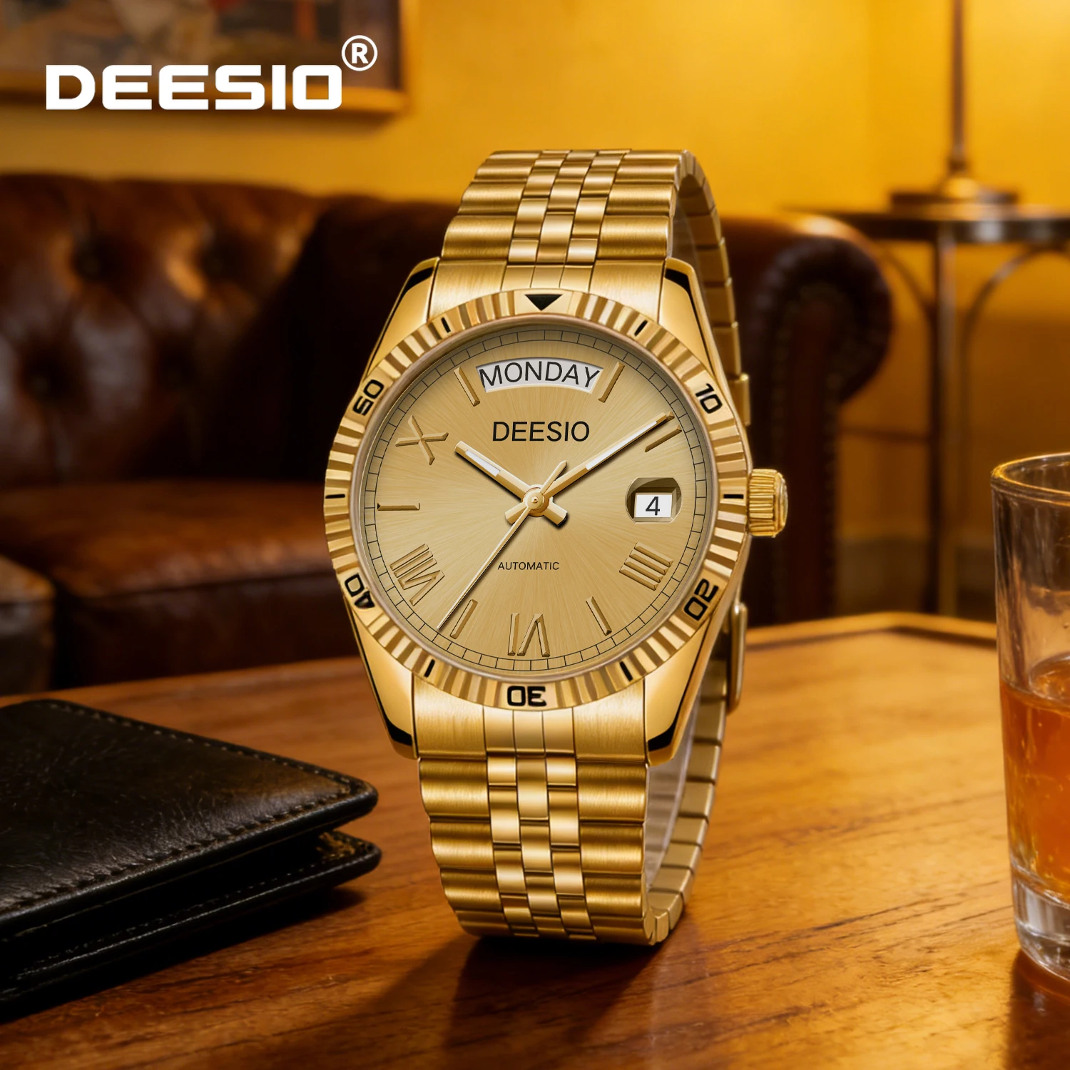 Deesio Men's Automatic Mechanical Watch 316L Stainless Steel Case Day-Date Display Water Proof Luminous Dial Men's Wristwatch
Deesio Men's Automatic Mechanical Watch 316L Stainless Steel Case Day-Date Display Water Proof Luminous Dial Men's Wristwatch