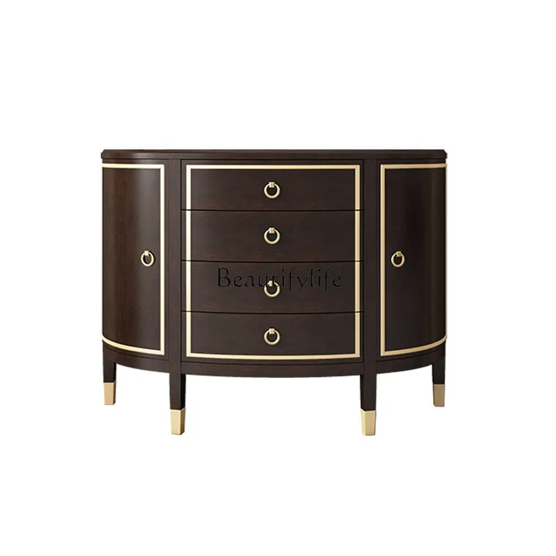 American light luxury entrance cabinet Solid wood dining side cabinet Modern simple semicircular entrance table
American light luxury entrance cabinet Solid wood dining side cabinet Modern simple semicircular entrance table