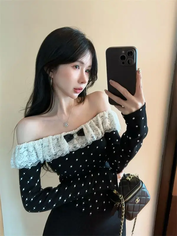 Korejpaa French Style Women Shirt Casual Slash Neck Off Shoulder Lace Patchwork Slim Blouse Gentle Bow Casual Long Sleeve Top
Korejpaa French Style Women Shirt Casual Slash Neck Off Shoulder Lace Patchwork Slim Blouse Gentle Bow Casual Long Sleeve Top