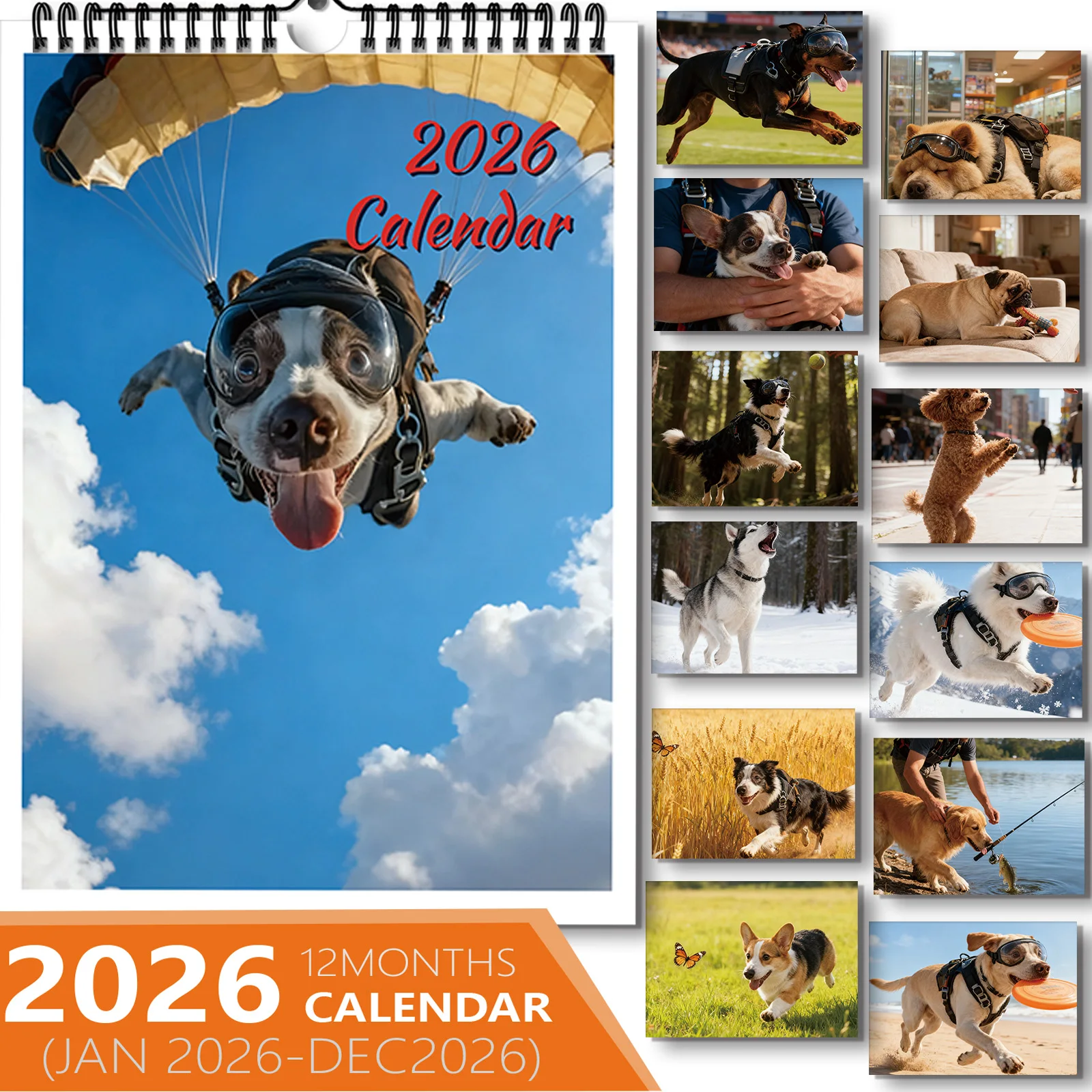 1PC Adventurous Skydiving Dog Calendar,Great For Dog Lovers Who Favor Energetic Pet,Nice New Year Present To Organize Daily Plan
1PC Adventurous Skydiving Dog Calendar,Great For Dog Lovers Who Favor Energetic Pet,Nice New Year Present To Organize Daily Plan